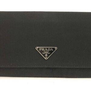Prada Tessuto Nylon Triangle Prada Logo Black Nylon Wallet Chic Fashion Handmade